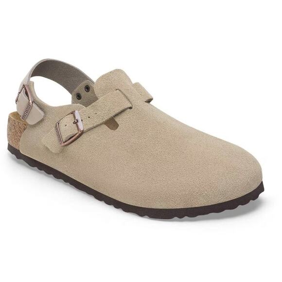 NEW Birkenstock Tokio Suede Leather Taupe Sandals Womens size 41 10-10.5 - Picture 1 of 8